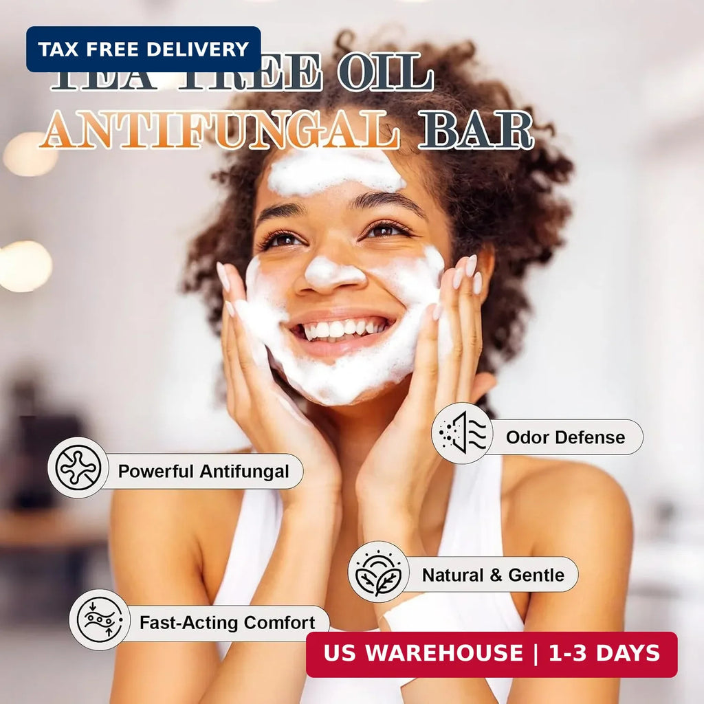 Antifungal Soap with Tea Tree Oil, Charcoal & Volcanic Ash - 3 Bars