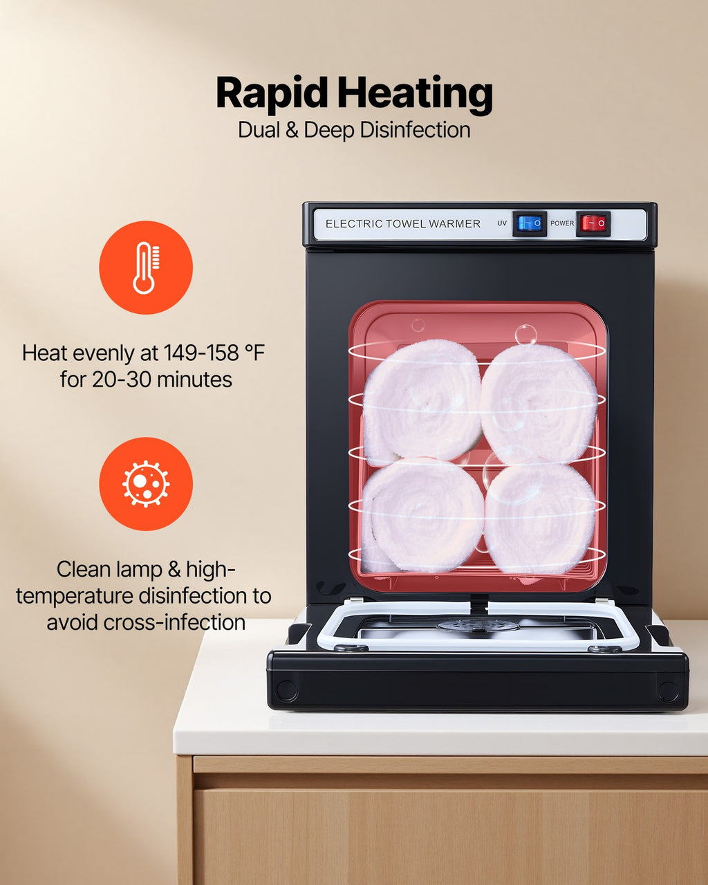 Hot Towel Warmer 1.1 Gallon Small Towel Cabinet for Disinfection & Storage