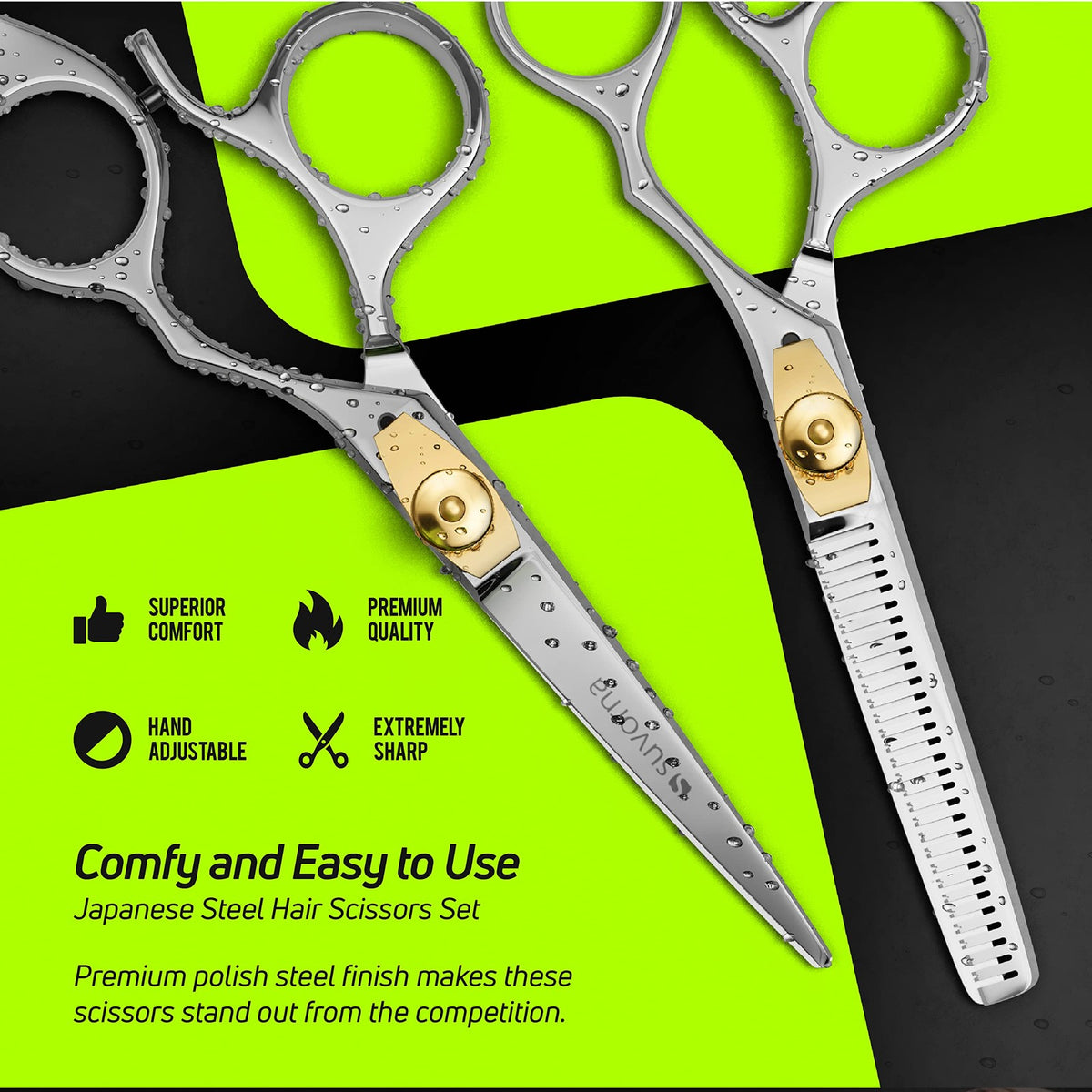 Professional Hair Cutting Scissors and Thinning Shears Set - 6 Inch Barber Shears with Japanese Steel