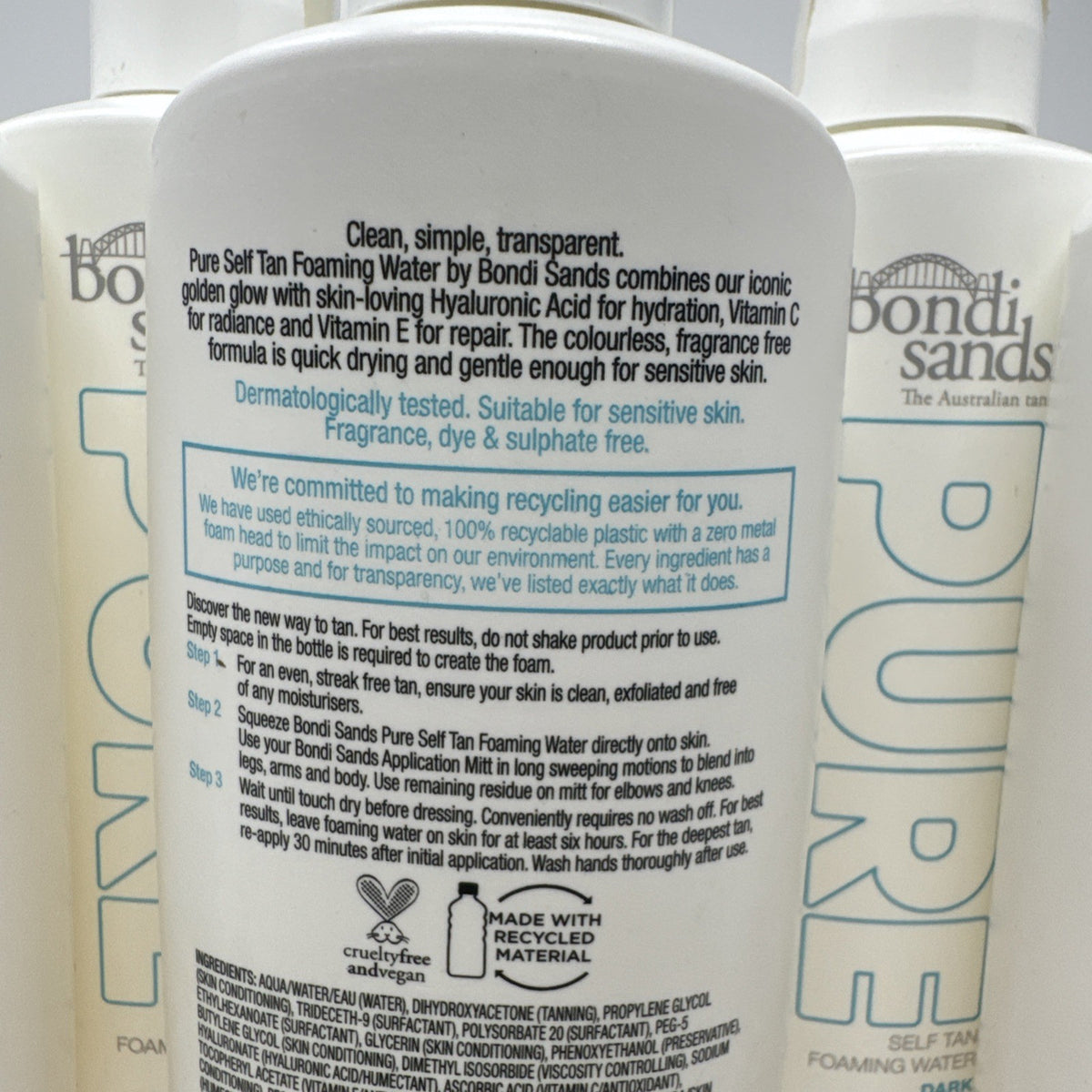 Self Tan Foaming Water Dark - Pack of 5, Hydrating Sunless Tanning Spray