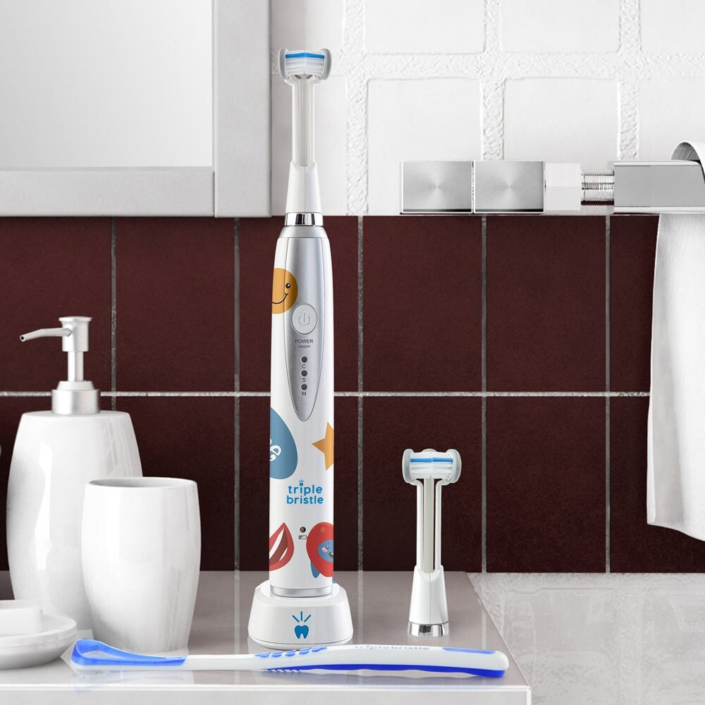 Kids Sonic Electric Toothbrush with 3-Sided Brush Head & 3 Modes