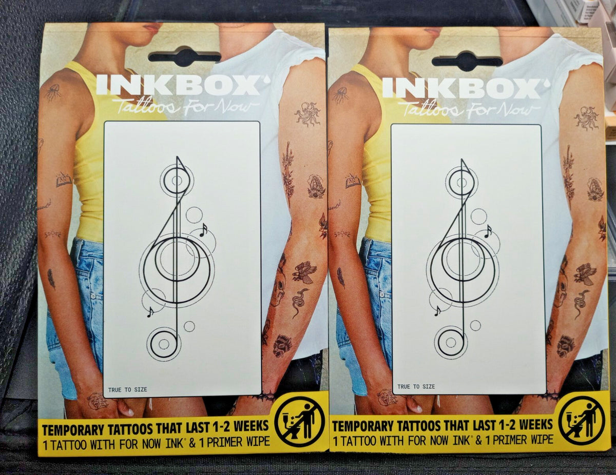 Temporary Tattoos for Now Music Treble Clef — 2 Pack, Last 1-2 Weeks