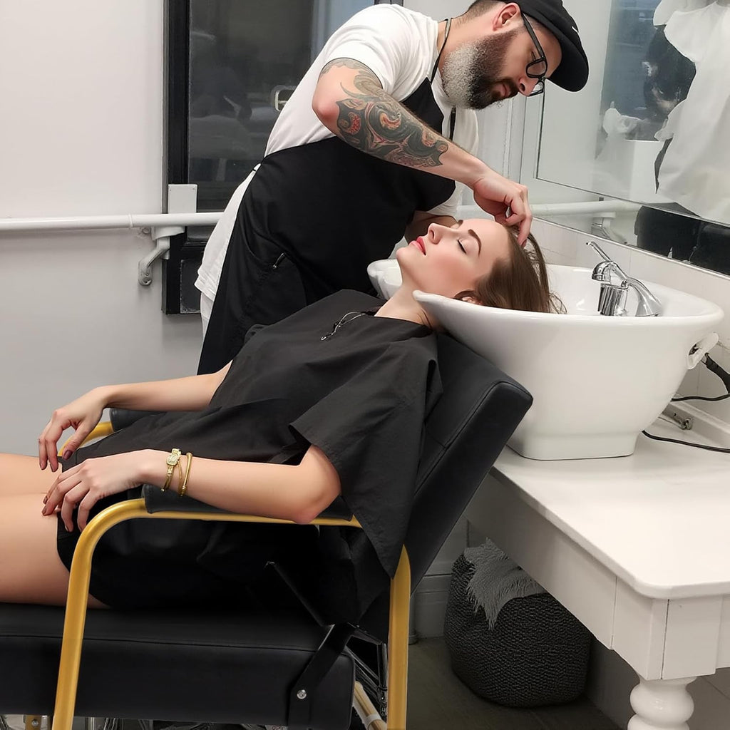 Auto Recline Shampoo Chair with Tilted Backrest for Salon & Barber Shop