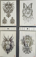 4 Sheets Temporary Tattoos – Premium Quality Middle Half Arm Set