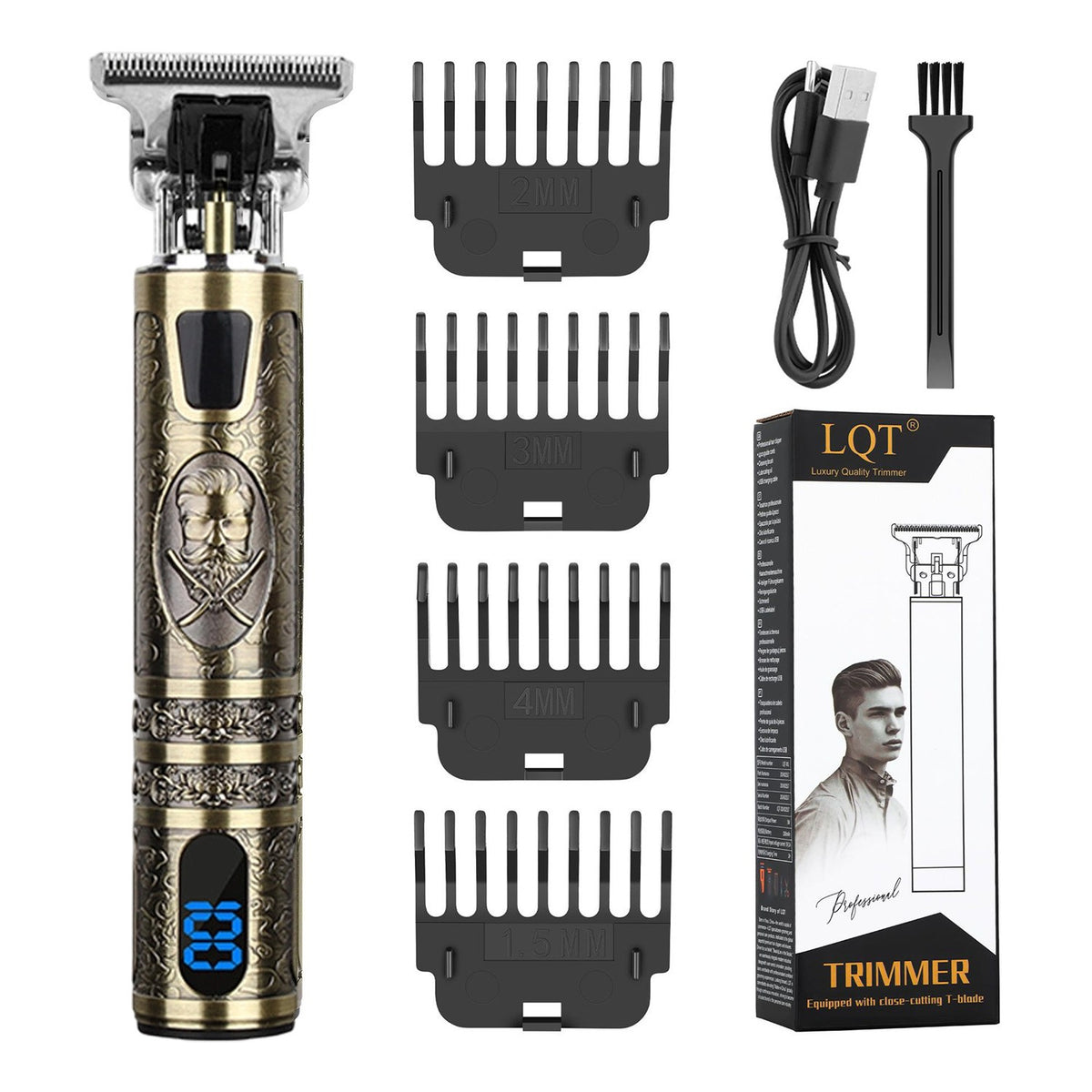 Men's Cordless Hair Clipper & Beard Trimmer Set - Waterproof Professional Grooming Machine