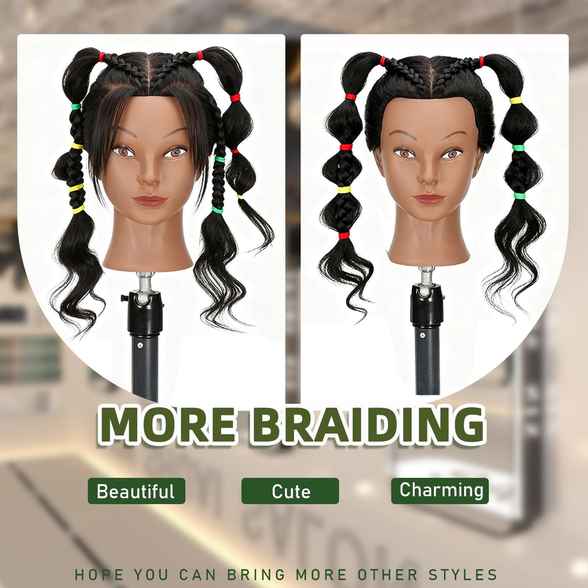 14 Inch Human Hair Mannequin Head for Hair Styling & Braiding Practice