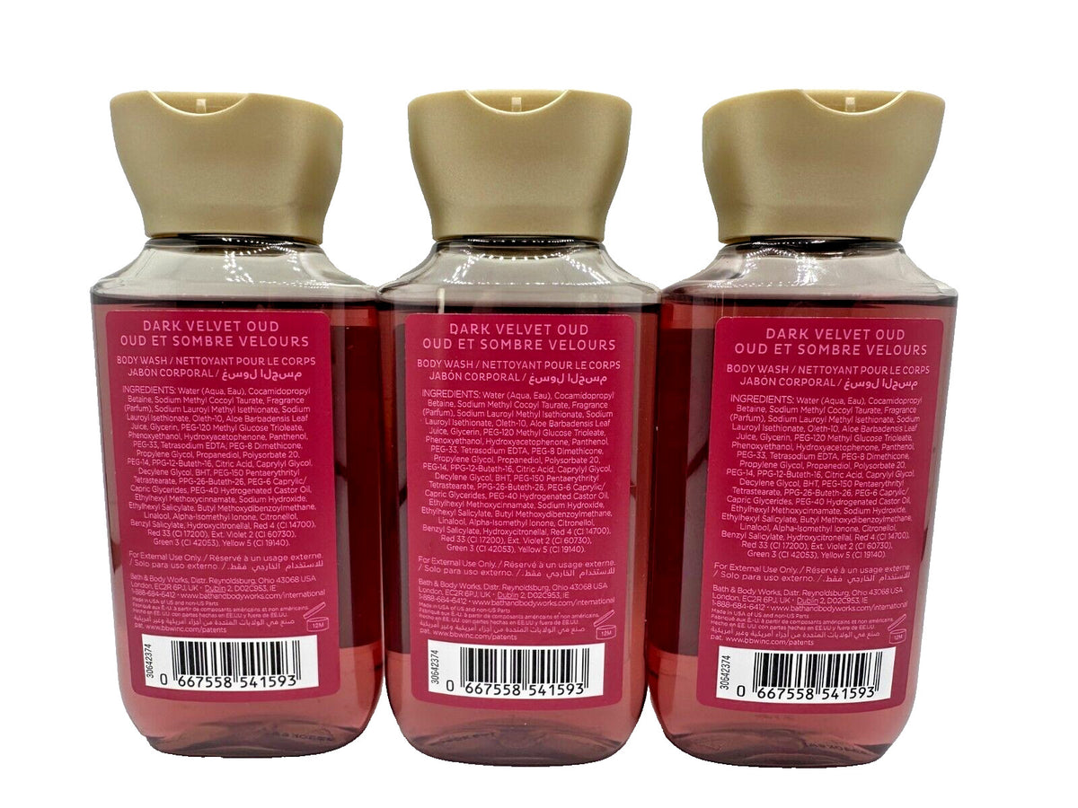 Travel Body Wash Set - Dark Velvet Oud with Rose & Berries, 3 Pack 3 oz