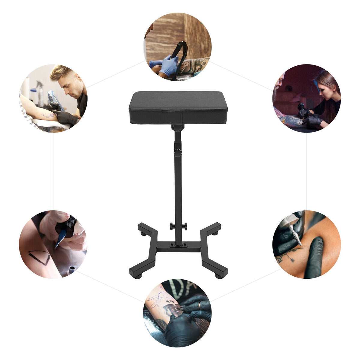 Heavy Duty Adjustable Tattoo Armrest Stand with Ergonomic Padding