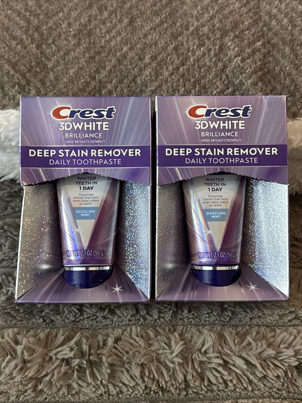 Deep Stain Remover Toothpaste - Crest 3D White Brilliance Dazzling Mint x2