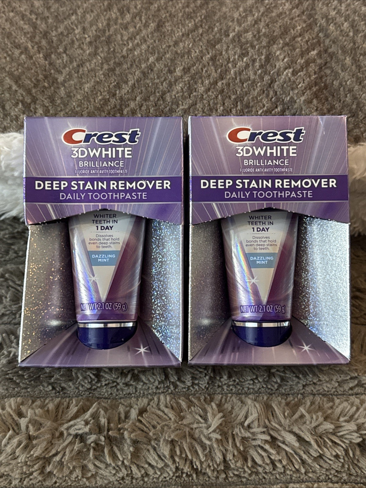 Deep Stain Remover Toothpaste - Crest 3D White Brilliance Dazzling Mint x2