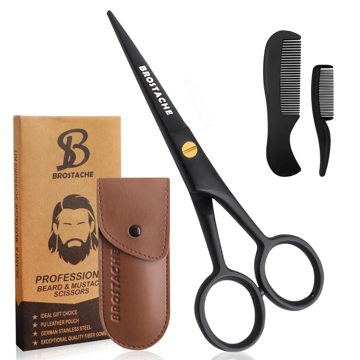 5 Inch Stainless Steel Beard & Mustache Scissors with Sharp Blades and Coating
