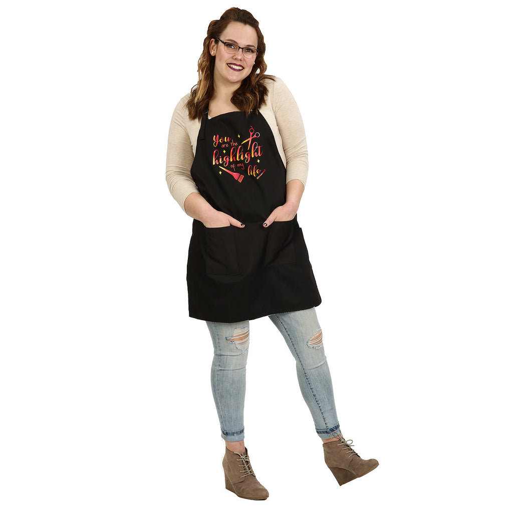 Salon Apron with Whimsical Sunset Design, Adjustable Neck & Pockets