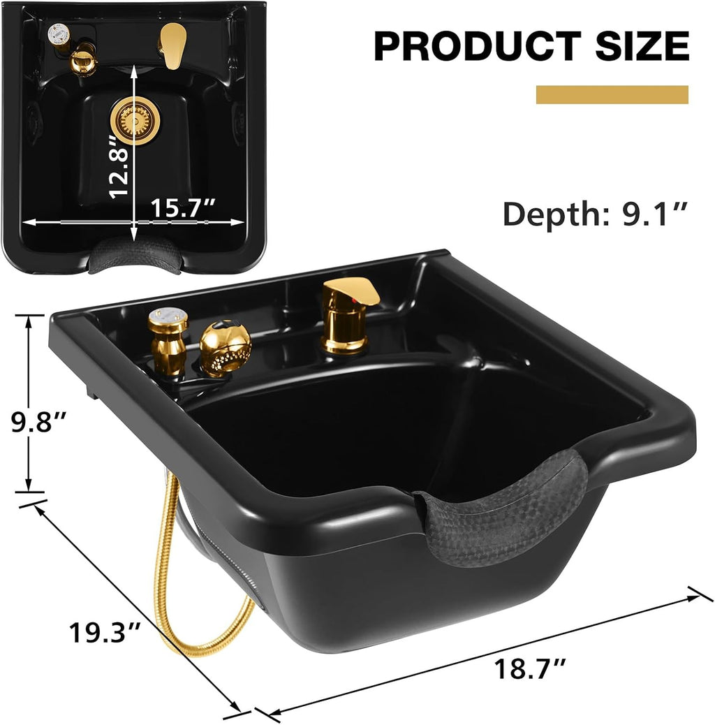 Portable Wall Mount Shampoo Bowl with Faucet & Sprayer for Salon