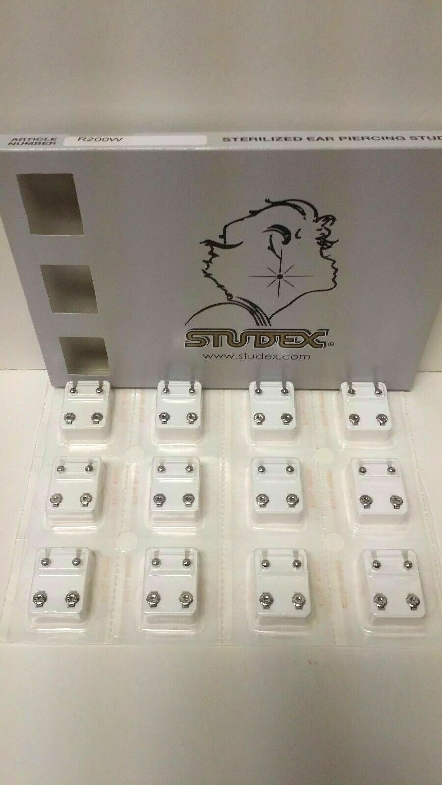 Ear Piercing Stud 4mm Ball Regular 12 Pairs (R200W) - Sterilized