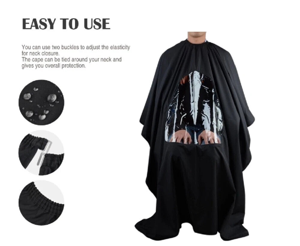 Professional Barber Hair Cutting Cape with Viewing Window - Salon Styling Drape