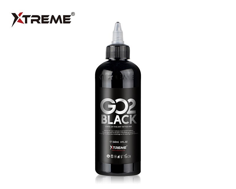 GO2 Black Tattoo Ink - Deep Black, 8 oz — Xtreme Inks, Made in USA