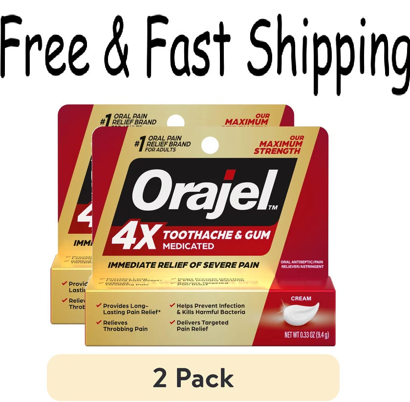 2 Pack Oral Pain Relief Gel with 4X Active Ingredients for Tooth and Gum Pain