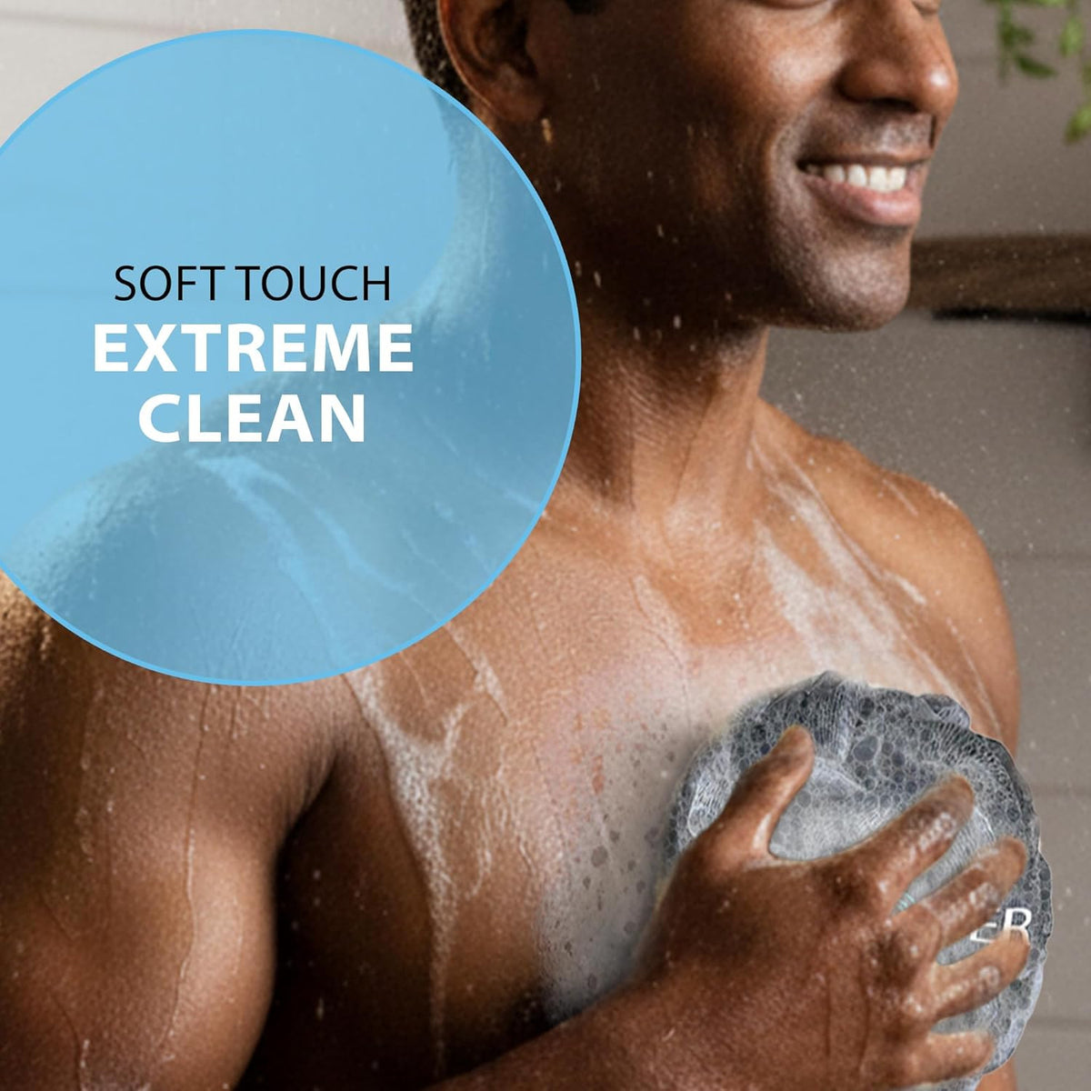 Extra-Large Charcoal Bath Sponge Set - Soft Mesh Loofahs for Shower, 4-Pack