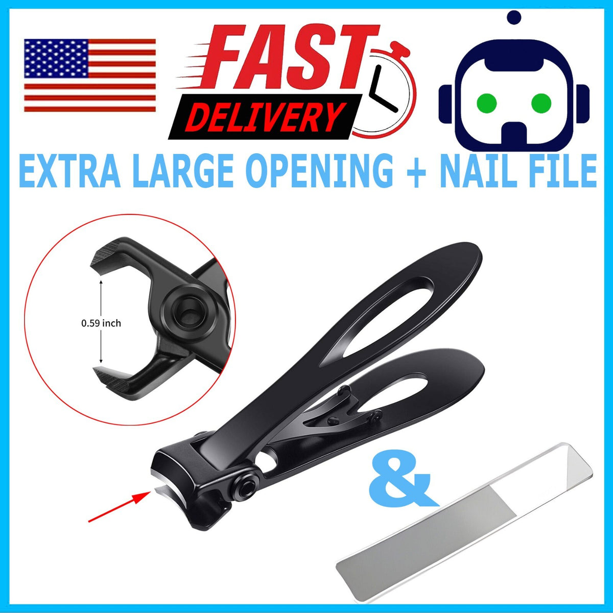 Heavy Duty Extra Large Toe Nail Clippers for Thick Nails - Professional Pedicure Tool