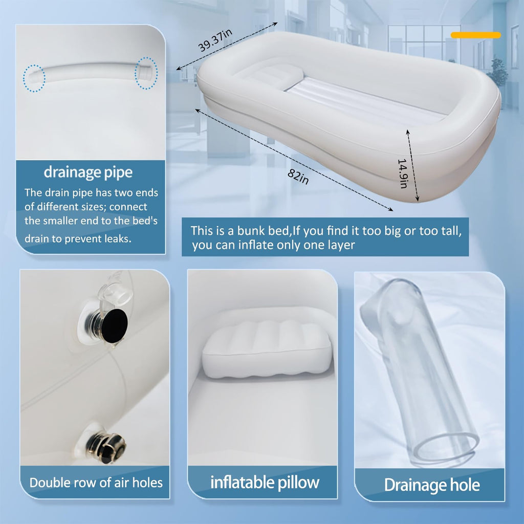Inflatable Bedside Shower Kit for Disabled Elderly - Medical Bathtub Accessory