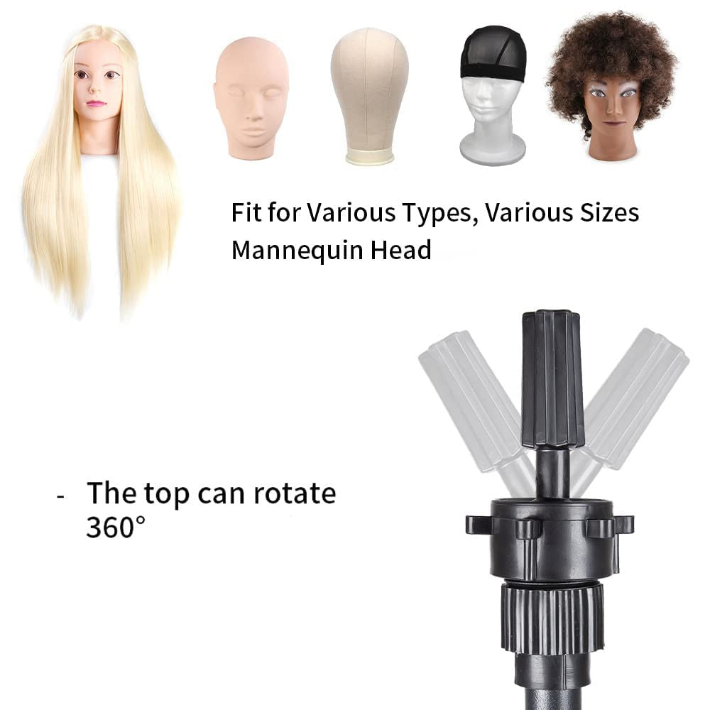 Adjustable Wig Head Stand Tripod for Cosmetology & Training