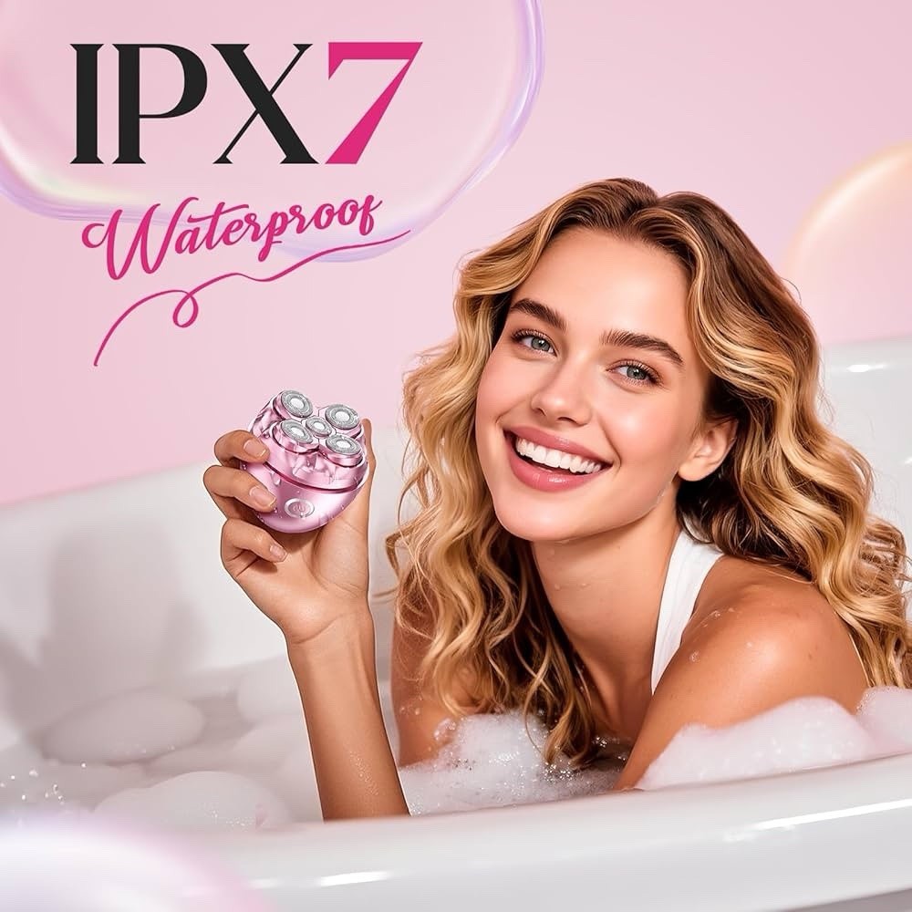 Women’s Electric Shaver 5D Floating Rotary Razor Wet Dry Hair Remover Pink