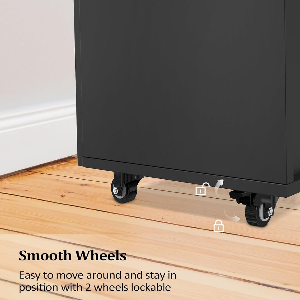 Salon Trolley Cart with 2 Drawers and Adjustable Shelves - Black