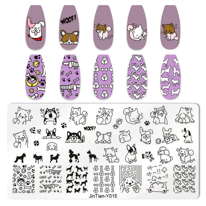 Dog Nail Stamping Plate - Jintian Y015 Nail Art Tool for Pets