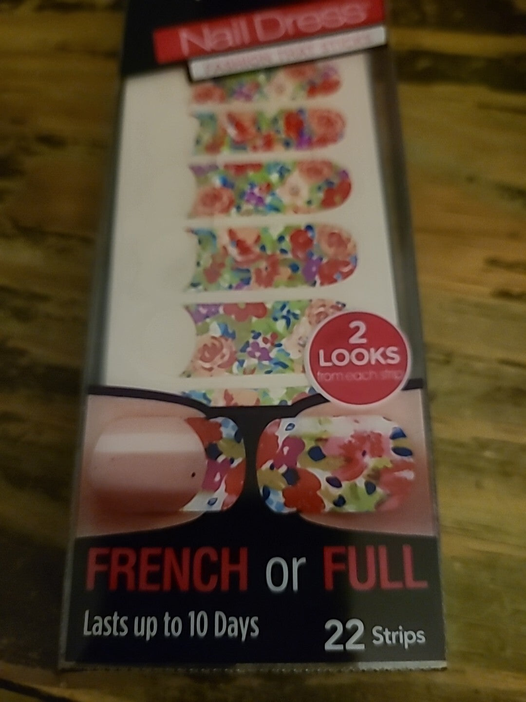 Nail Wraps & Strips - Retro Floral French & Full Cover 22-Piece Set