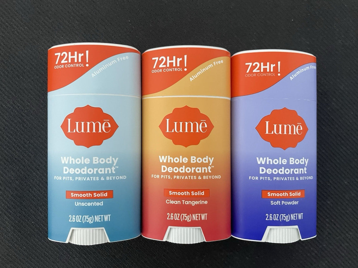 3-Pack Lume Solid Deodorant Lot - Unscented & Assorted Scents 2.6 oz