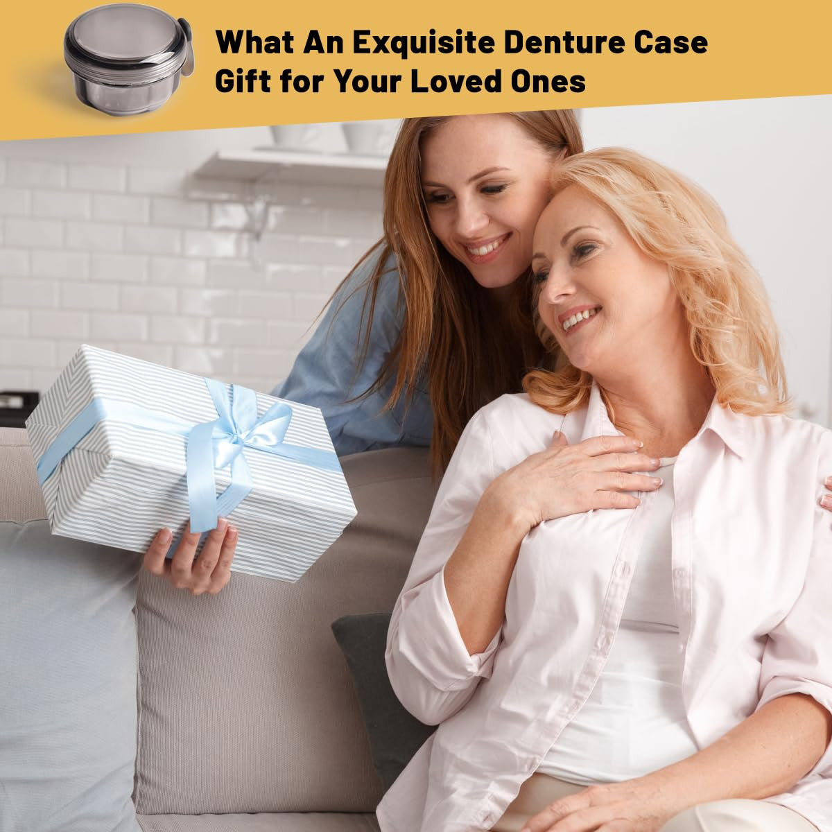 Leak-Proof Denture Storage Case with Strainer & Brush - Travel Friendly