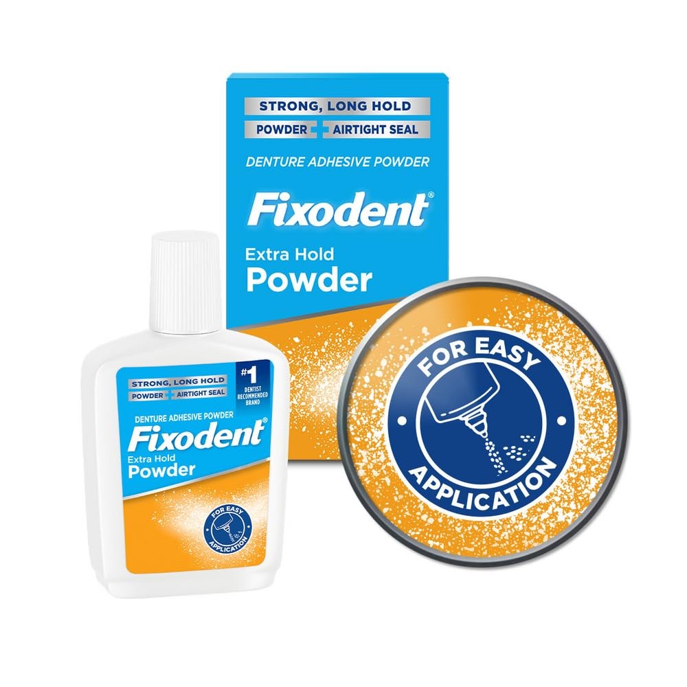 Denture Adhesive Powder Extra Hold 2.7oz - Strong All-Day Grip