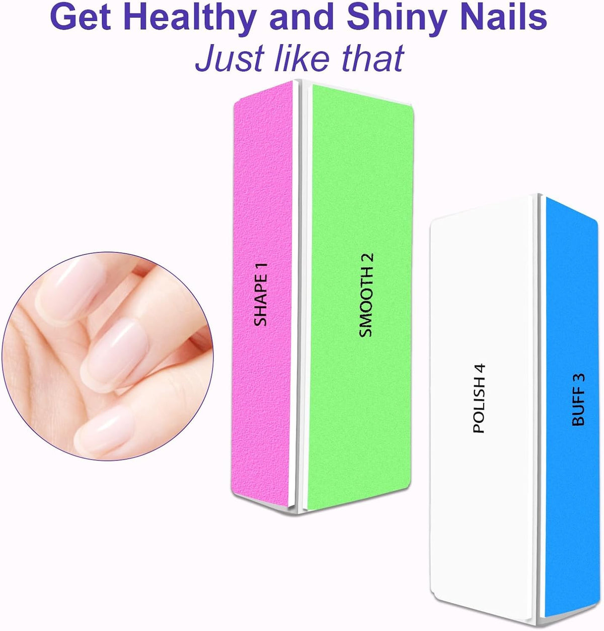 4-Way Nail Buffer Block Set - 2 Pcs for Shaping, Smoothing, Buffing & Polishing