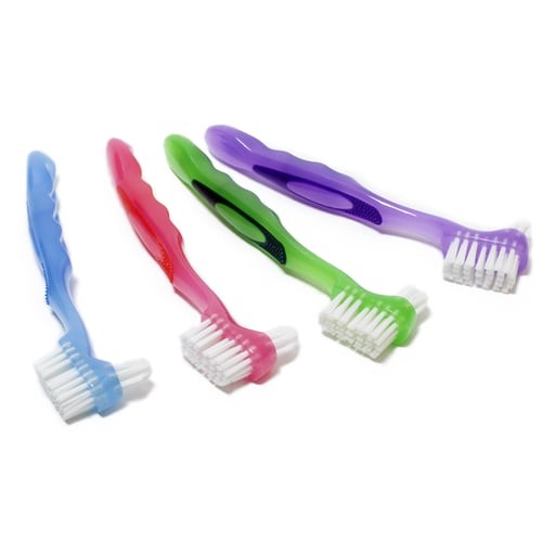 Denture Brushes Set - Dual Head Assorted Colors 12 Pack