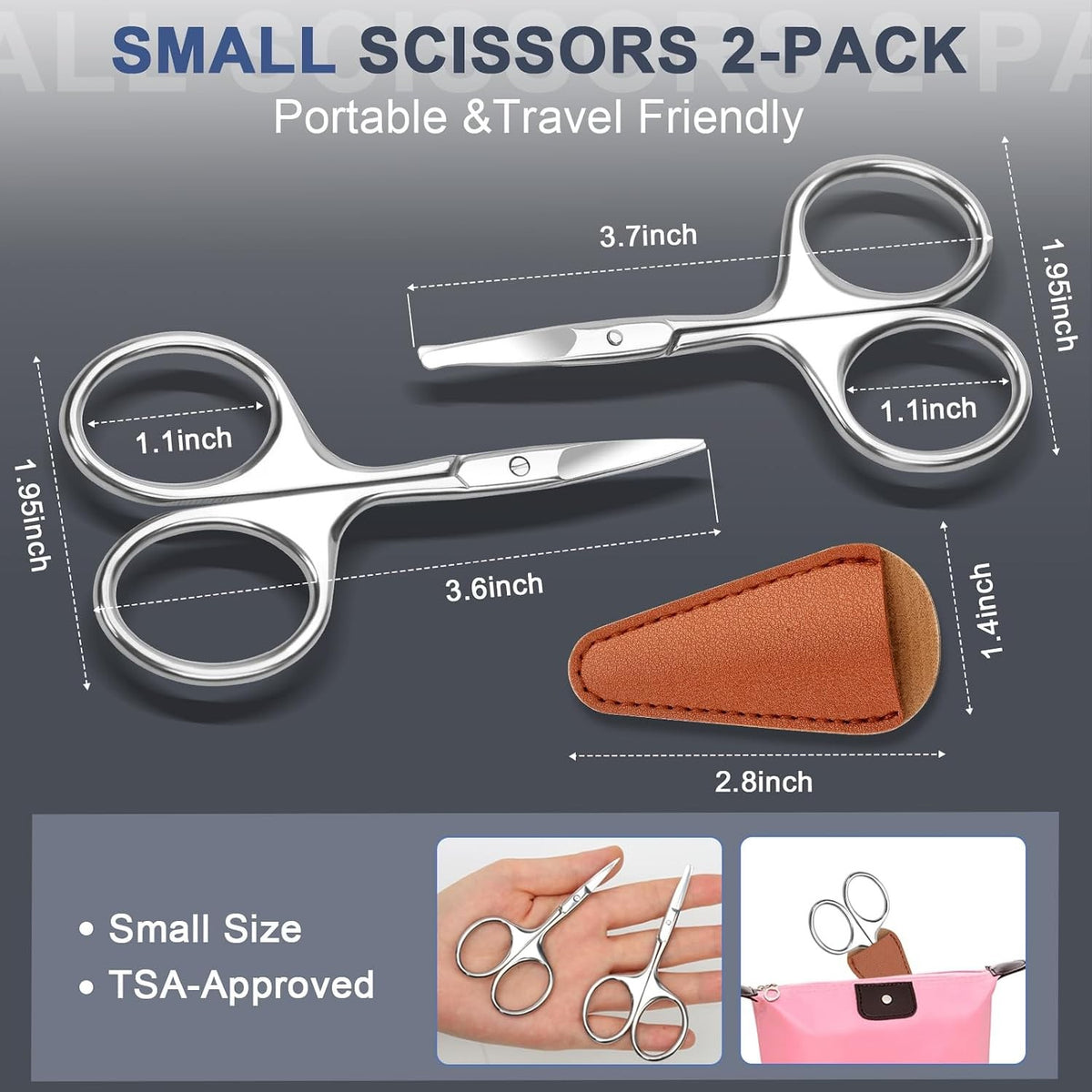Stainless Steel Eyebrow & Nose Hair Scissors Set - Small Grooming Tools