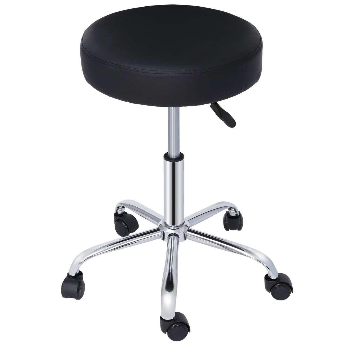 Adjustable Swivel Salon Stool with PU Leather Seat and Five-Star Base