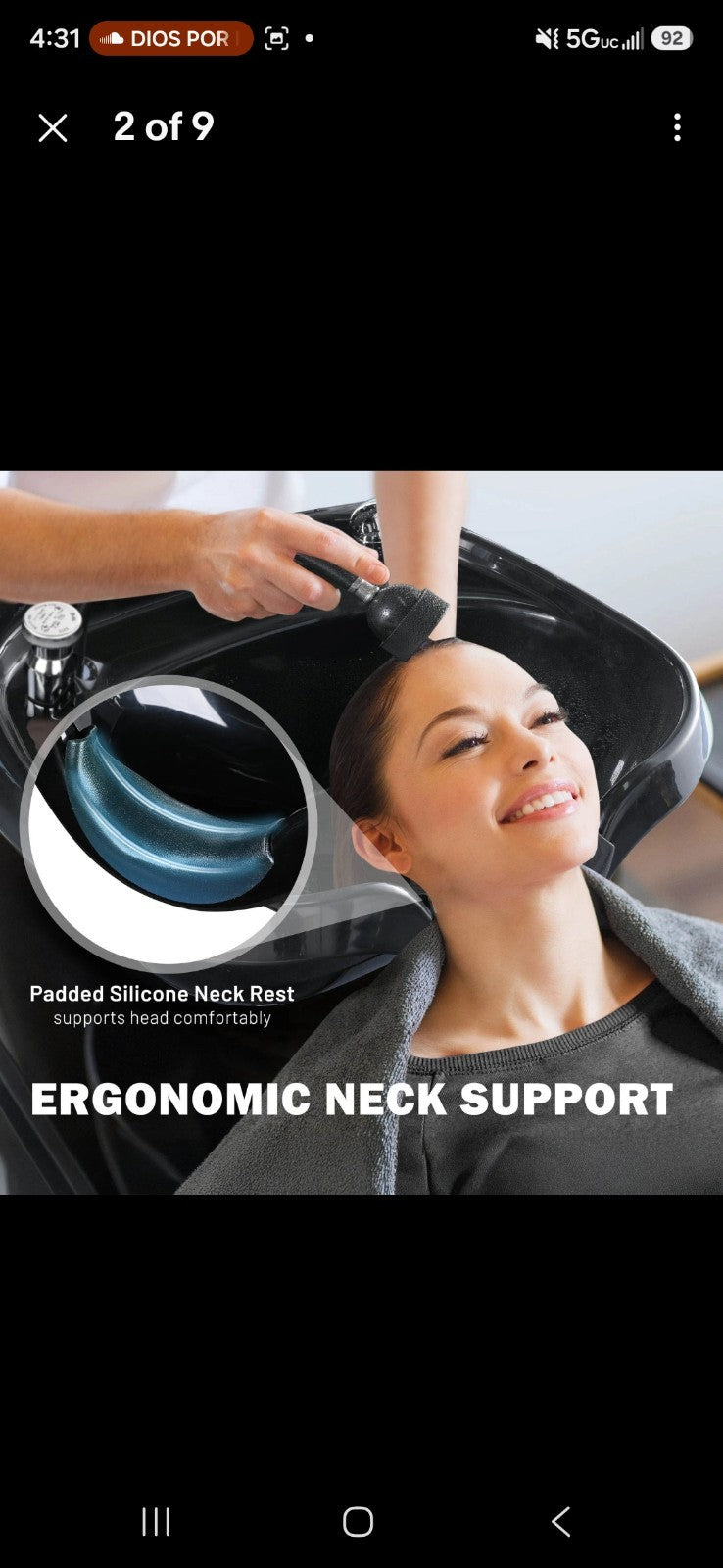 Salon Shampoo Bowl Hair Sink Basin with Gel Neck Rest for Barbershops