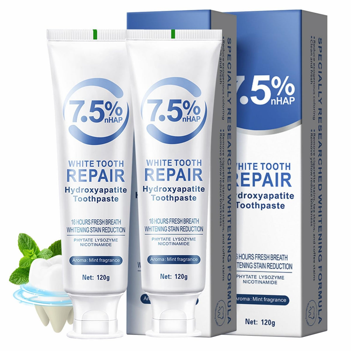 Nano-Hydroxyapatite Toothpaste Mint 7.5% Fluoride-Free Sensitivity Relief