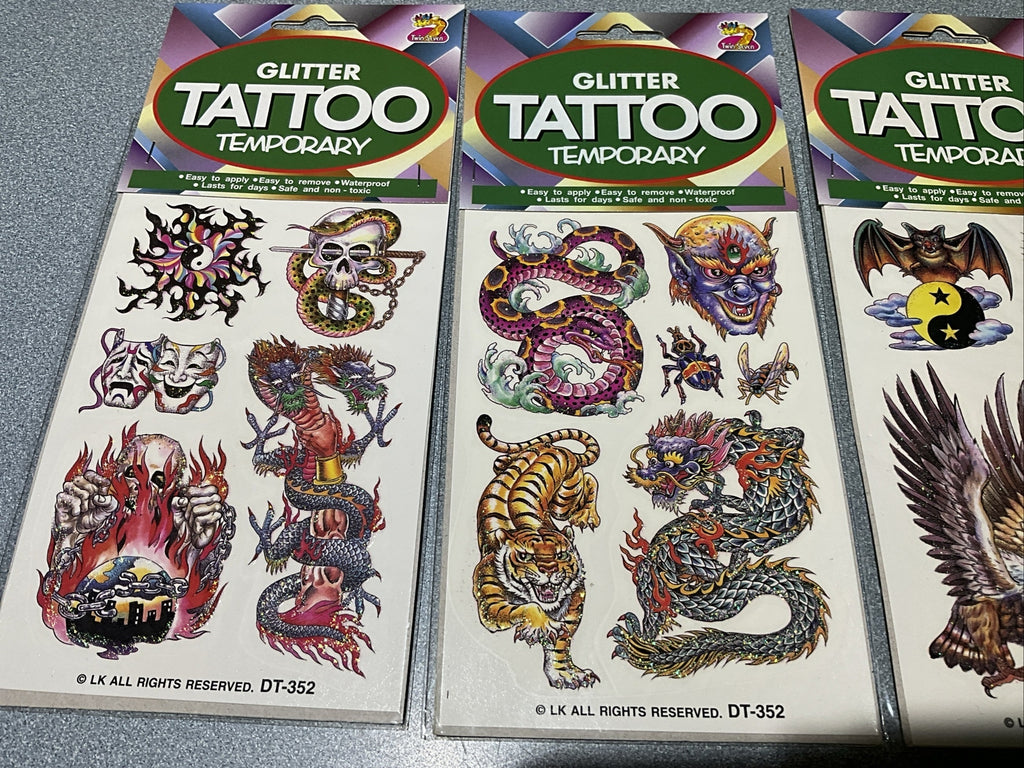 Glitter Temporary Tattoos 3-Pack - Mythical Creatures