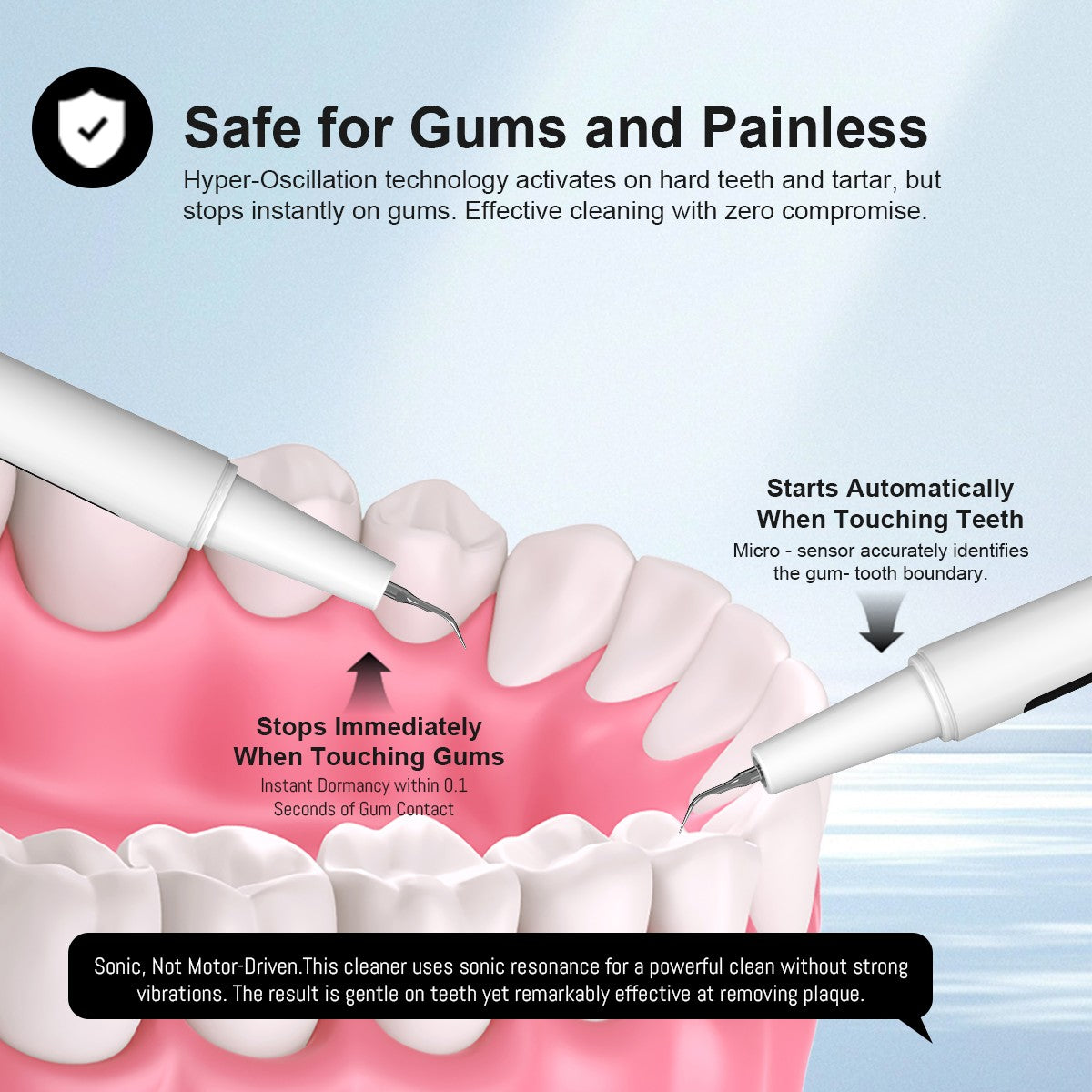 Ultrasonic Dental Tartar Remover Kit - Safe Painless Tooth Cleaner & Plaque Remover