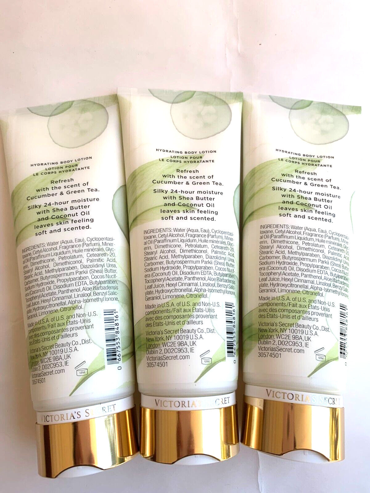 Cucumber Green Tea Fragrance Body Lotion Set - Hydrating 8oz 3-Pack