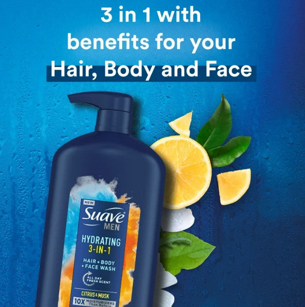 Men's 3-in-1 Body Wash, Shampoo & Face Wash - Hydrating Citrus & Musk, 30 oz