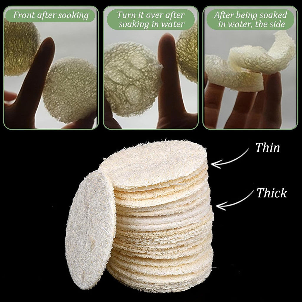 Natural Loofah Face & Body Scrub Pads - Exfoliating Facial & Body Sponges (20 Pack)