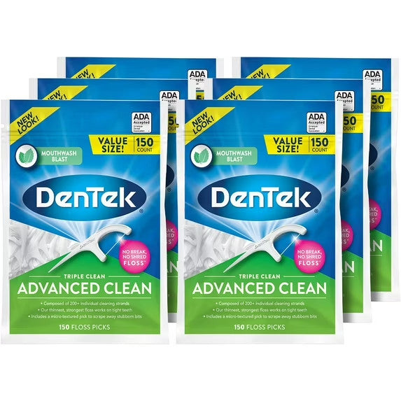 DenTek Triple Clean Floss Picks Pack of 150 – Shred-Resistant, Tongue Cleaner, Oral Care