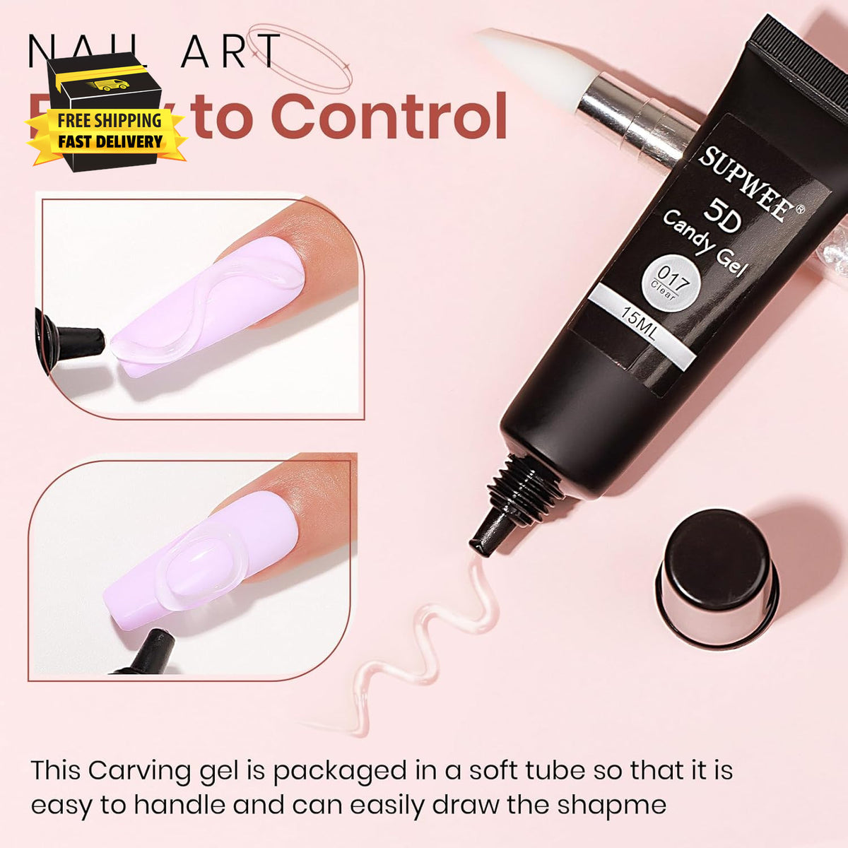 Clear 3D Nail Art Sculpting Gel for DIY Nail Design & Decoration