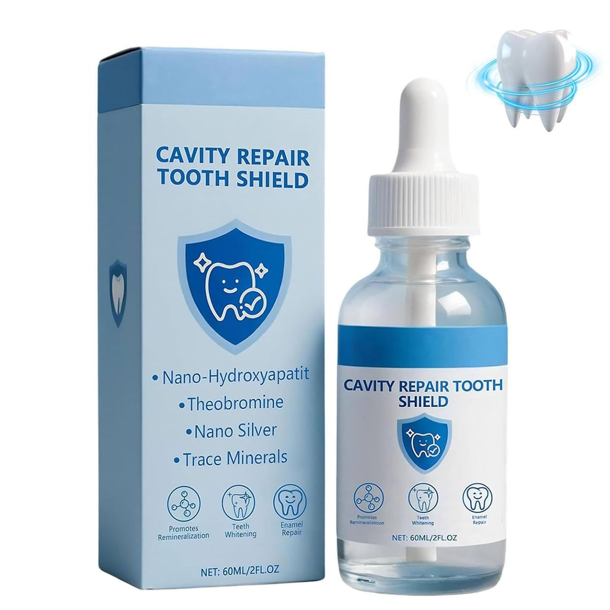 Liquid Nano Hydroxyapatite Tooth Repair Serum for Enamel Remineralization - 1/2 or 2 Pieces
