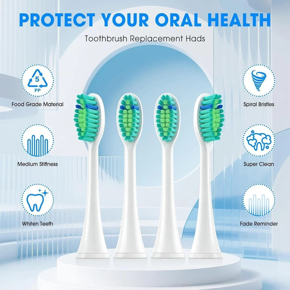 Toothbrush Replacement Heads with Soft & Medium Bristles for Adult Oral Care