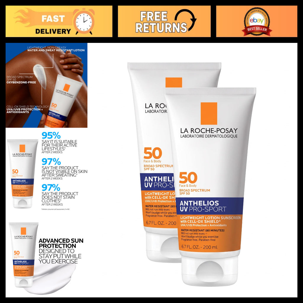 SPF 50 Water-Resistant Sunscreen for Face & Body - Long-Lasting UV Protection