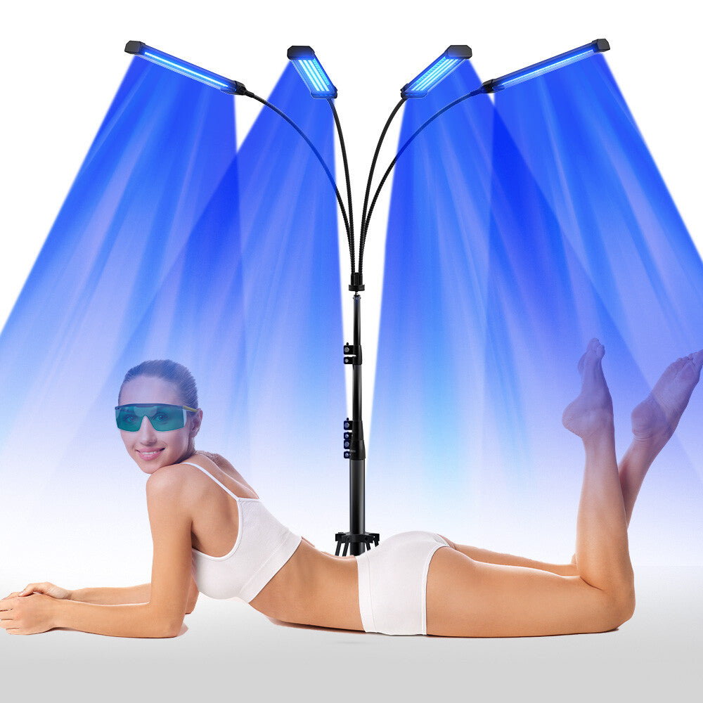 60W UV Tanning Lamp for Face & Body with 432 LEDs, Adjustable Stand & Goggles