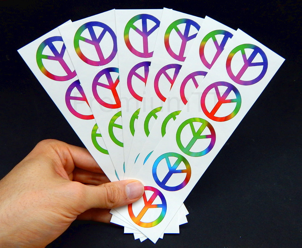 Rainbow Peace Sign Temporary Tattoos - 60s Hippie Party Favors (30 Sheets)